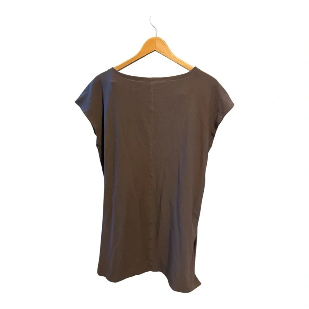 EILEEN FISHER Womens mini tshirt dress Chocolate Brown Short Sleeve Dress Large